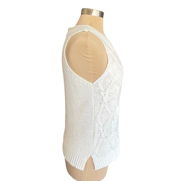 Tribal Cream Cable Knit Sweater Vest / Tank MEDIUM Minimalist Academia Preppy - Picture 5 of 10